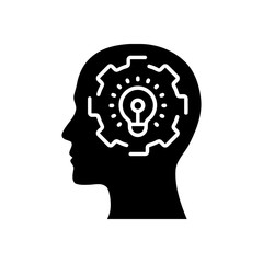 digital human head, brain, technology, head, memory, creative technology mind, artificial intelligence black icon
