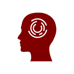 digital human head, brain, technology, head, memory, creative technology mind, artificial intelligence maroon color icon