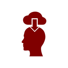 digital human head, brain, technology, head, memory, creative technology mind, artificial intelligence maroon color icon