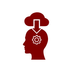 digital human head, brain, technology, head, memory, creative technology mind, artificial intelligence maroon color icon