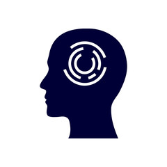 digital human head, brain, technology, head, memory, creative technology mind, artificial intelligence navy blue icon