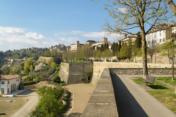 The old city walls of Bergamo Alta, the upper town, recently renowed and nominated Unesco heritage site