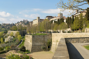 The old city walls of Bergamo Alta, the upper town, recently renowed and nominated Unesco heritage...