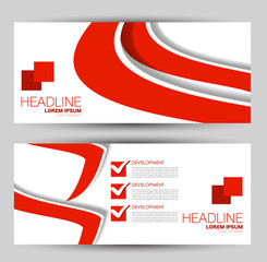 Banner for advertisement. Flyer design or web template set. Vector illustration commercial promotion background. Red color.