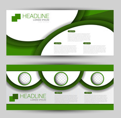 Banner for advertisement. Flyer design or web template set. Vector illustration commercial promotion background. Green color.