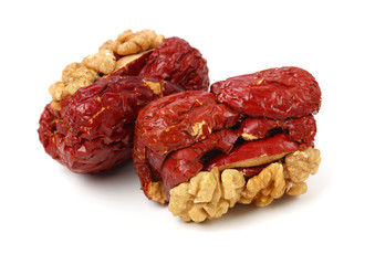 Jujube walnut on white background