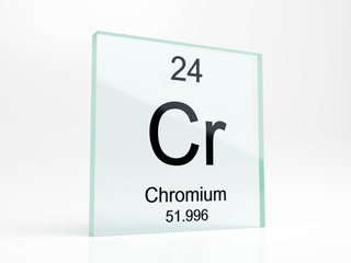 Obraz premium Chromium element symbol from periodic table on glass icon - realistic 3D render