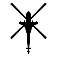 Helicopter top view Battle helicopter icon black color vector illustration flat style image © Serhii