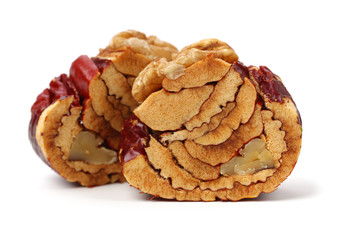 Jujube walnut on white background