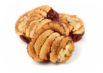 Jujube walnut on white background