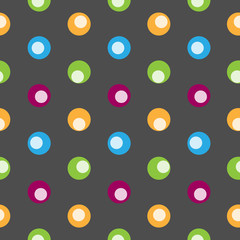 Color polka dot abstract seamless pattern on a grey background