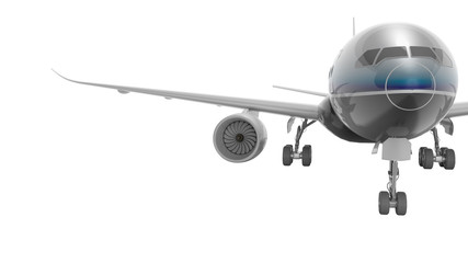 Fototapeta na wymiar Aviation passenger plane isolated 3d render on white background no shadow