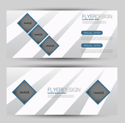 Banner for advertisement. Flyer design or web template set. Vector illustration commercial promotion background. Blue color.