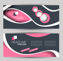 Banner for advertisement. Flyer design or web template set. Vector illustration commercial promotion background. Pink and grey color.