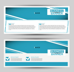 Banner for advertisement. Flyer design or web template set. Vector illustration commercial promotion background. Blue color.