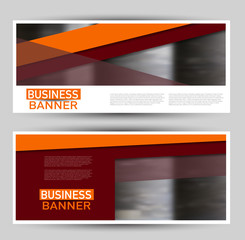 Banner for advertisement. Flyer design or web template set. Vector illustration commercial promotion background. Red and orange color.