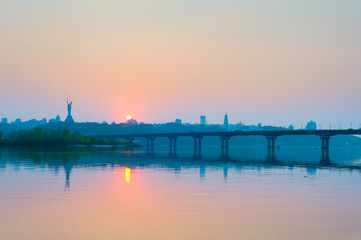 Fototapeta premium Dnipro river Paton bridge Kiev