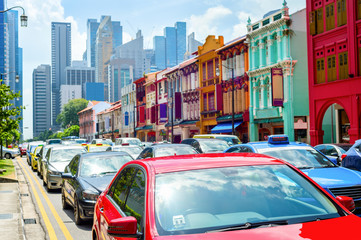 Car traffic street Singapore cityscape