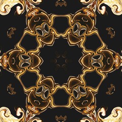Abstract liquid gold design pattern. Graphic painting in golden color. Great as decor for rich and luxury printings products and web banners. Fashion print. Creative background in stylish motifs.
