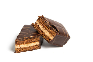 Chocolate wafers isolated on white background