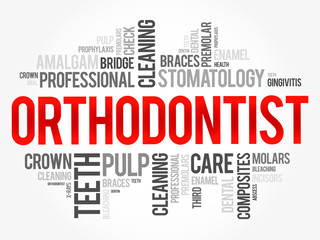 Orthodontist word cloud collage, health concept background