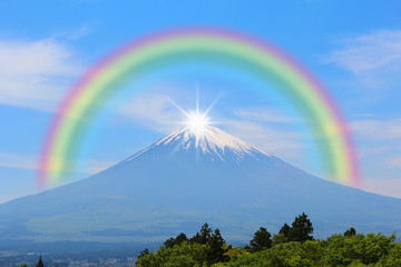 富士山と虹