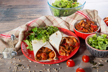 Fajitas with chicken , mexican cuisine, tex-mex cuisine