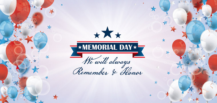 Memorial Day Balloons Sunbeam Stars Bokeh Header