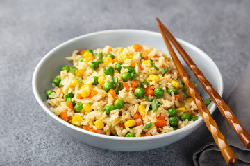 rice with vegetables in bowl