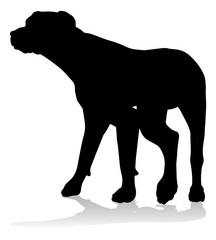 A detailed animal silhouette of a pet dog