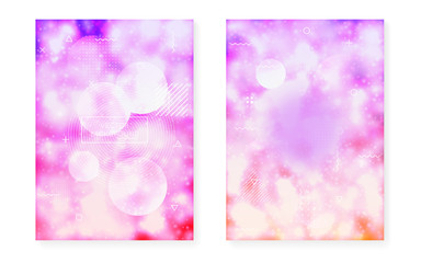 Fluorescent background with liquid neon shapes. Purple fluid. Luminous cover with bauhaus gradient.