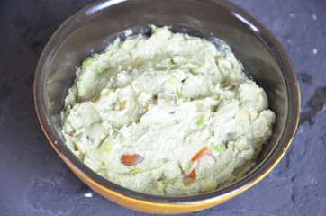 Mexican Guacamole in MolcajeteGuacamole prepared in a traditional volcanic stone bowl called molcajete