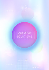 Fluid shapes background with liquid dynamic elements. Holographic bauhaus gradient with memphis.