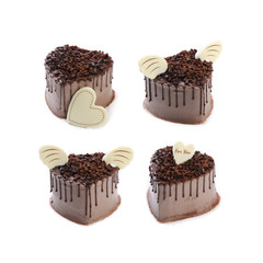 cake or love shaped cake on a background.