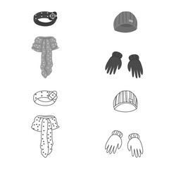 Vector illustration of clothes  and texture logo. Collection of clothes  and weather  stock symbol for web.