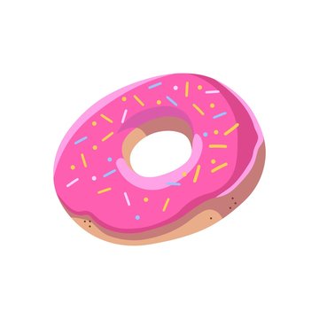 Pastries product. Donut. Sweet prize, reward.Vector image isolated white background.