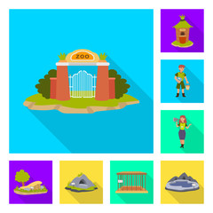 Isolated object of safari  and animal icon. Set of safari  and fun  vector icon for stock.