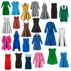 Set of dresses isolated