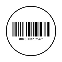 Barcode vector in black circle on white background