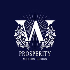 Letter K in the Sunlight. Coat of Arms with a Floral Wreath. Art Logo Design. Luxurious Monogram for Personal or Family Emblem, Business Sign, Wedding, Boutique, Hotel, Restaurant. Vector illustration