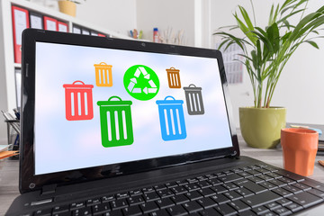 Recycling concept on a laptop
