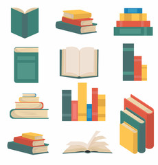 Stack of books in flat design collection