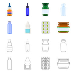 Isolated object of retail and healthcare sign. Set of retail and wellness vector icon for stock.