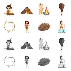 Vector design of evolution  and prehistory logo. Set of evolution  and development  stock vector illustration.