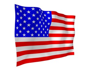 Obraz premium Waving flag of the United States of America. Stars and Stripes. State symbol of the USA. 3D illustration