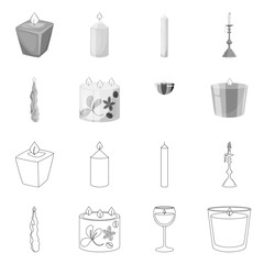 Vector design of relaxation and flame sign. Collection of relaxation and wax vector icon for stock.