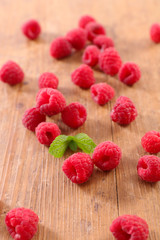 raspberry on wood background