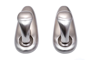 Brushed Nickel Metal Wall  Hook with Damage-Free Hanging isolated on white background.