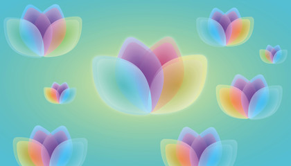 Abstract background with lotus flowers. Seamless vector pattern.