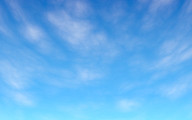 Fototapeta premium Blue sky background with white clouds. Cumulus white clouds in the clear blue sky in the morning. 3D illustration